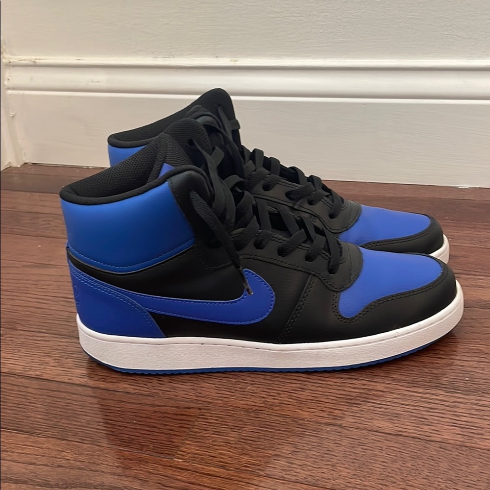 Nike Men's Black and Blue High-Top Sneakers